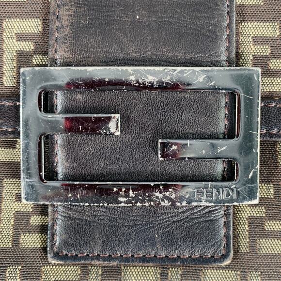 FENDI 2009 Foglio Forever Brown Yellow Monogram Fabric Leather Wallet - Picture 6 of 8